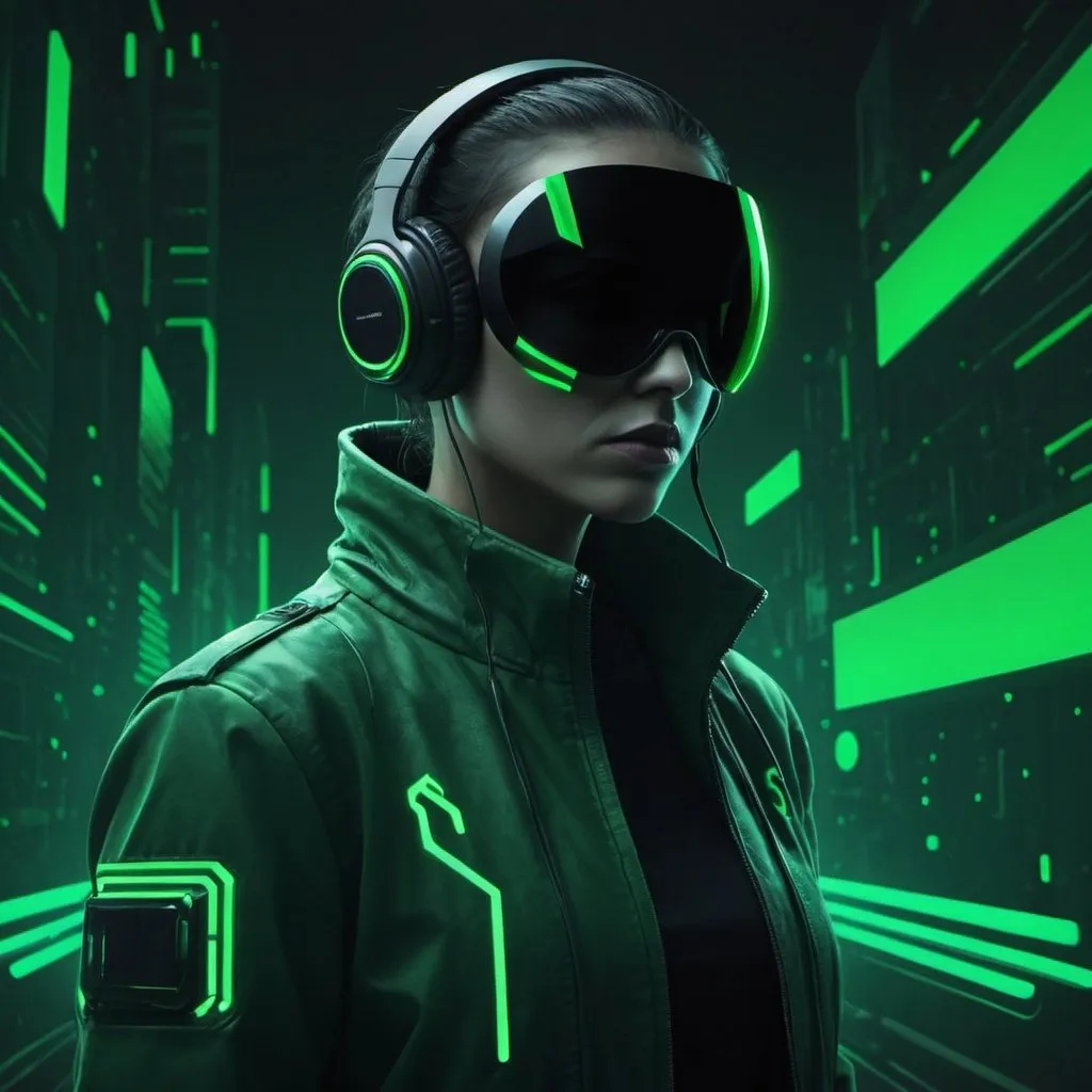 Prompt: make a thumbnail for a spotify playlist, I want it to have the green colors of spotify and the image should have a computer chip. Make it look futuristic and sciency but not too cyberpunk.
