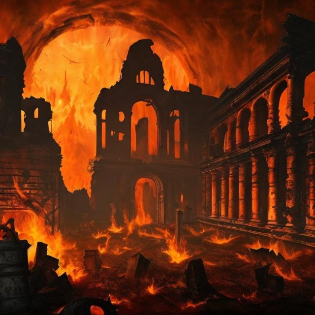Prompt: ruins in hell