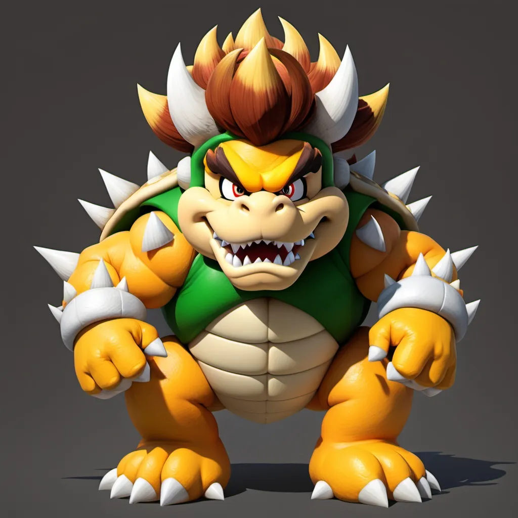 Prompt: create bowser as a boy with brown hair
