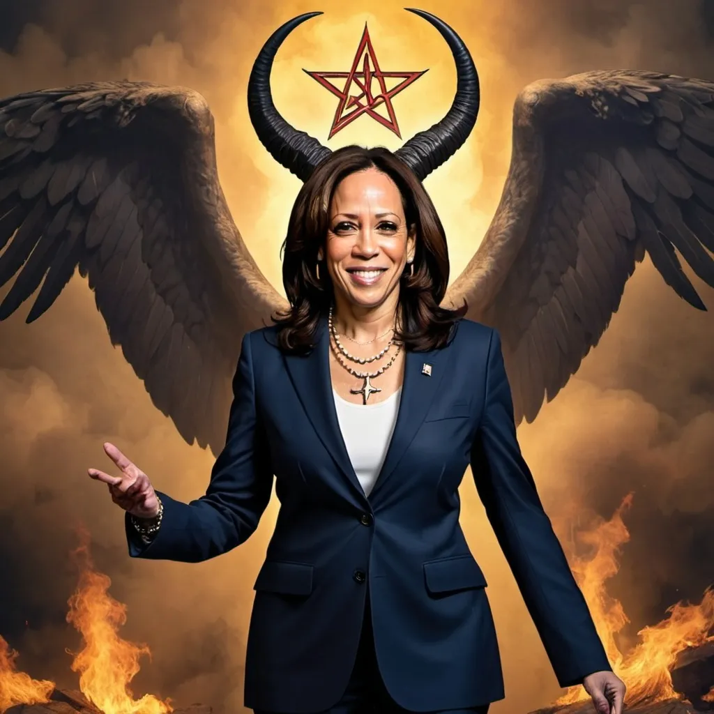 Prompt: Kamala Harris as baphomet