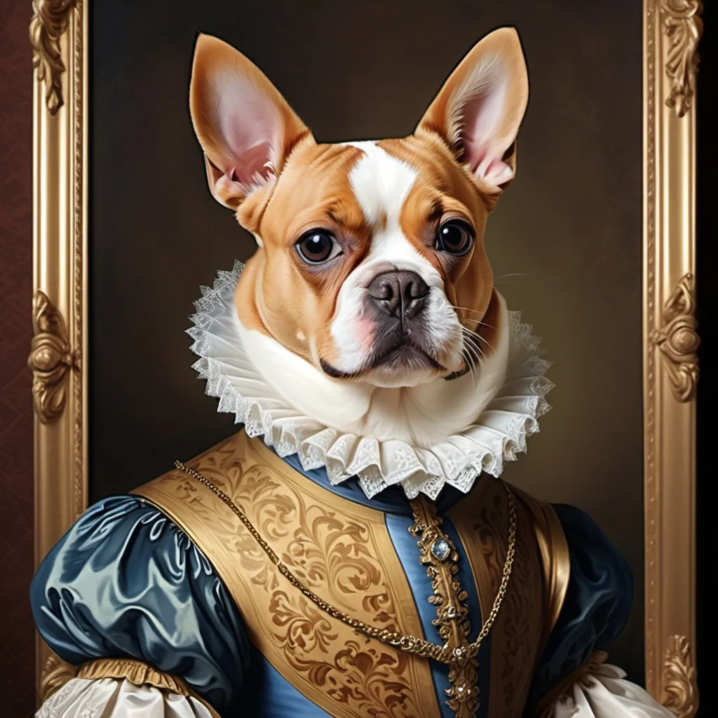 Prompt: Renaissance Pet Portrait from Photo,Custom Funny Canvas, Royal Pet Portrait,Digital Art,Pet Portrait Art Design