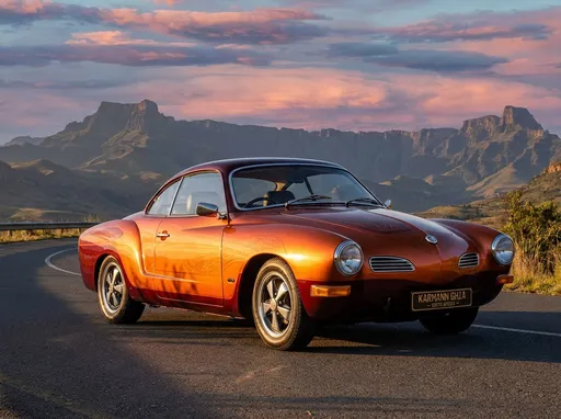 Prompt: Create a new karmann ghia with South African blood line