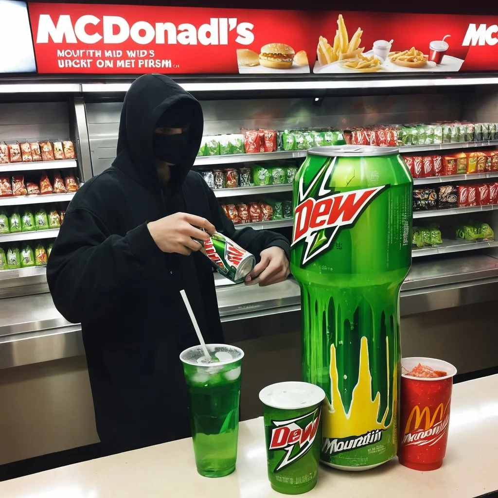 Prompt: wizards stealing mountain dew from mcdonalds