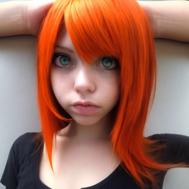 Prompt: emo girl orange hair