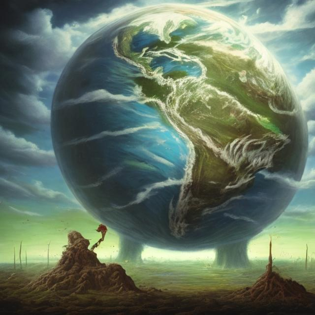 Prompt: a giant destroying the earth