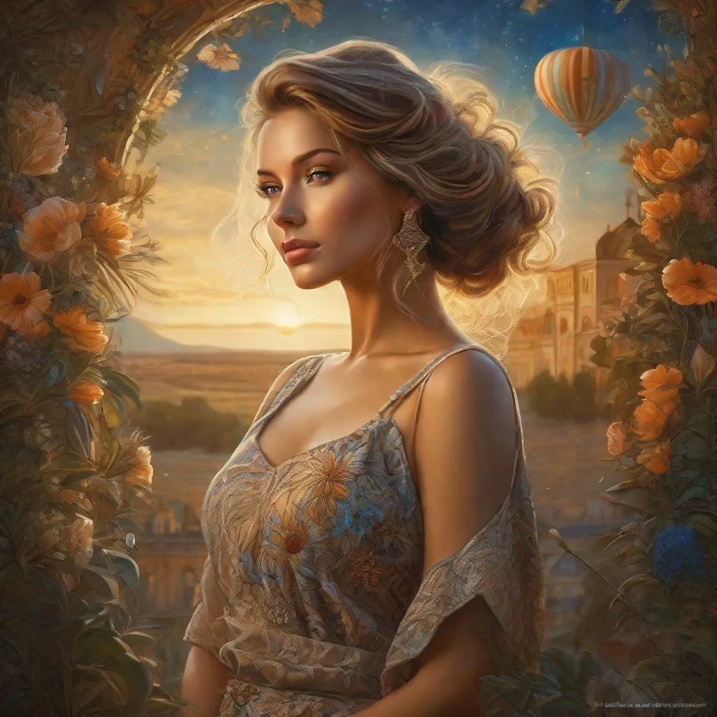 Prompt: full body of a beautiful woman in a summer dress, brown pinned up hair, summernight,
complex background, 
style by Valentin Gubarev+Kathrin Longhurst+Mandy Disher+Josephine Wall+Frank Frazetta,
trending on artstation, intricate details, highly detailed,  digital painting, perfect result, HDR, illustration, very clear image, evocative, striking, Fluorescent light,
intricated pose, tiny details masterpiece, high quality, rim lighting