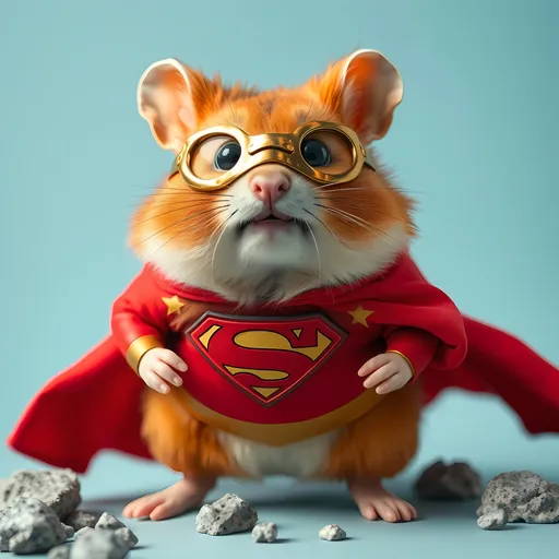 Prompt: red hamster supermen