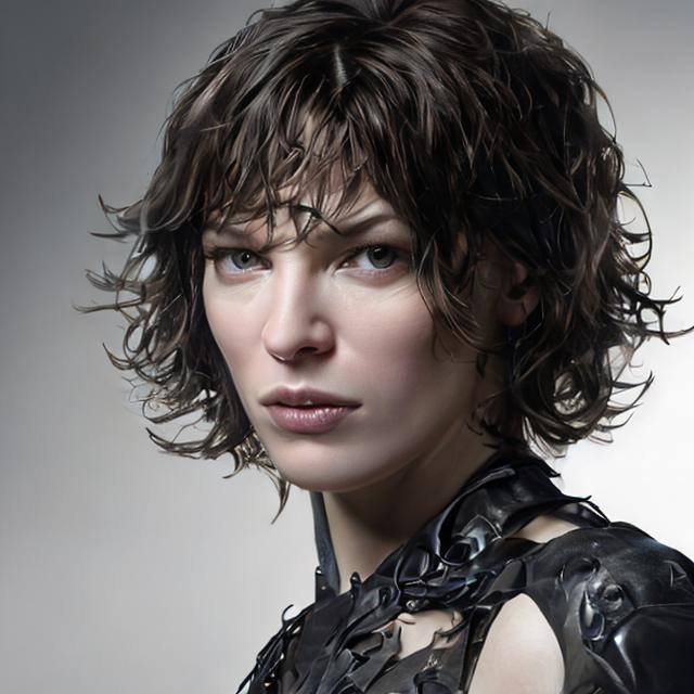 Prompt: ultra beautiful and lifelike realistic  portrait of Milla Jovovich in a black suit