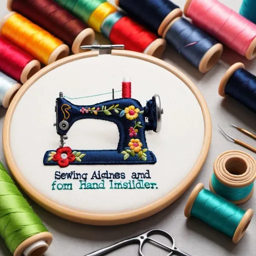 Prompt: Create an advertisement for sewing and hand embroidery items add text