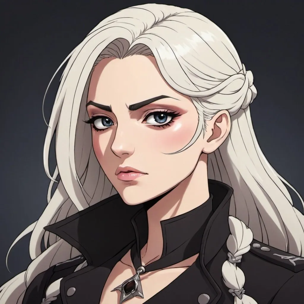 Prompt: Manon Blackbeak in anime style