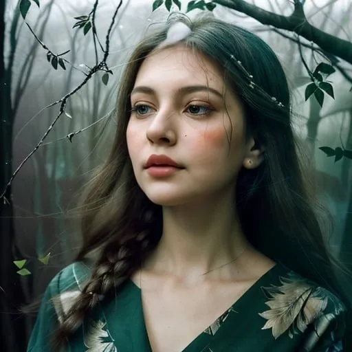 Prompt: Her thoughts are a silent forest,
On the branches of her heart, birds soar.
Birds of wisdom, birds of passion,
Birds of love, birds of sorrow,
A flock of emotions that dwell within her.
They are her voice without a voice,
reflected in the depths of her eyes, the silent narrator.