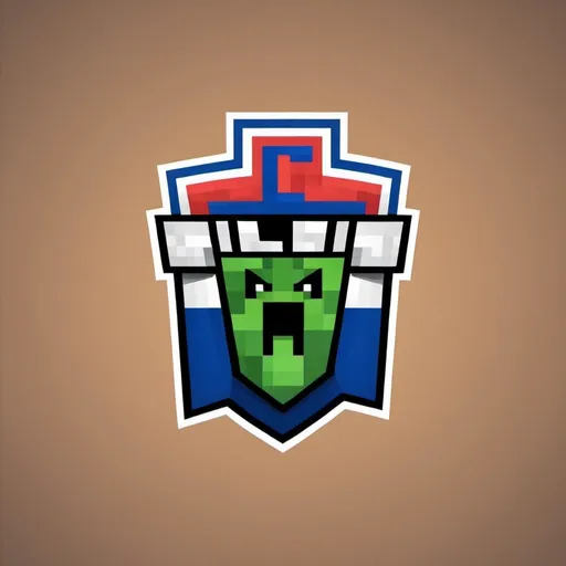 Prompt: create a Logo of a basketball team based on los angeles clippers but using three green minecraft creepers mob as main character