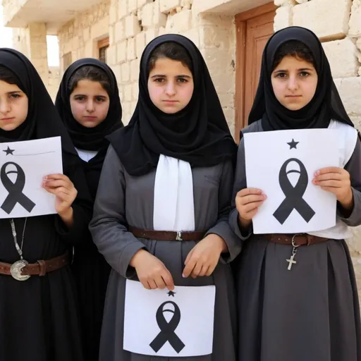 Prompt: Western girls being indoctrinated by Nazarene cult in Syria 