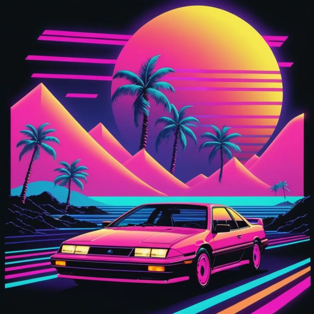 Prompt: 1990's retro wave graphics