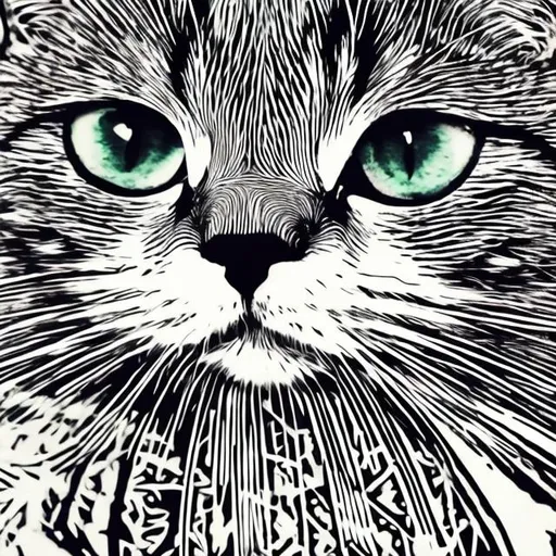 Prompt: Modern art patterned cat