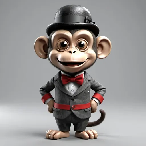 Prompt: monkey as charlie chaplin with 3d Render