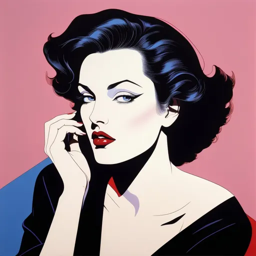 Prompt: Patrick Nagel style pop art of a woman