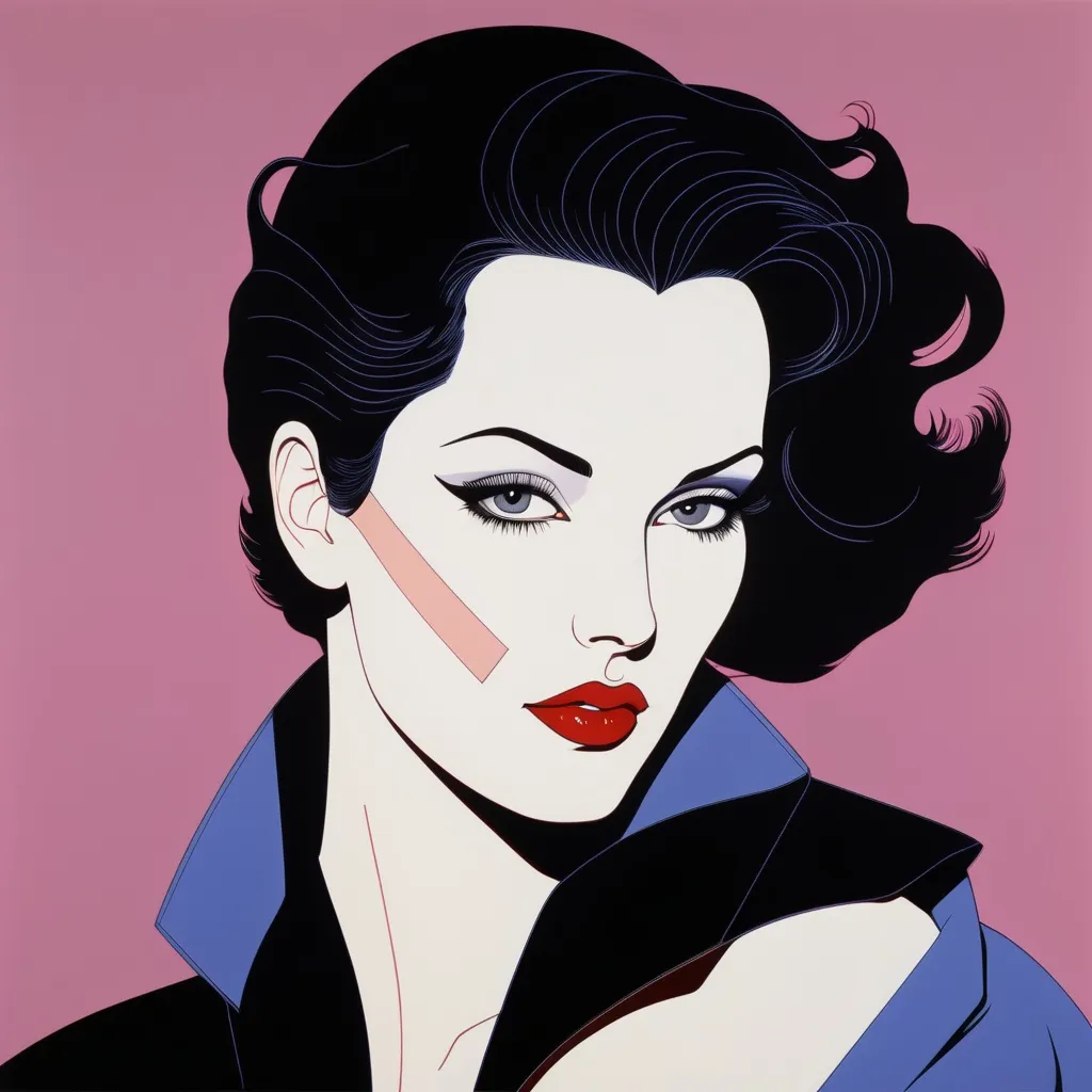 Prompt: Patrick Nagel style pop art of a woman