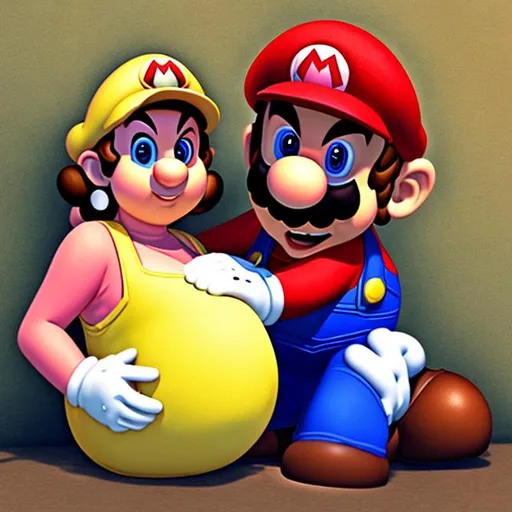 Prompt: pregnant mario