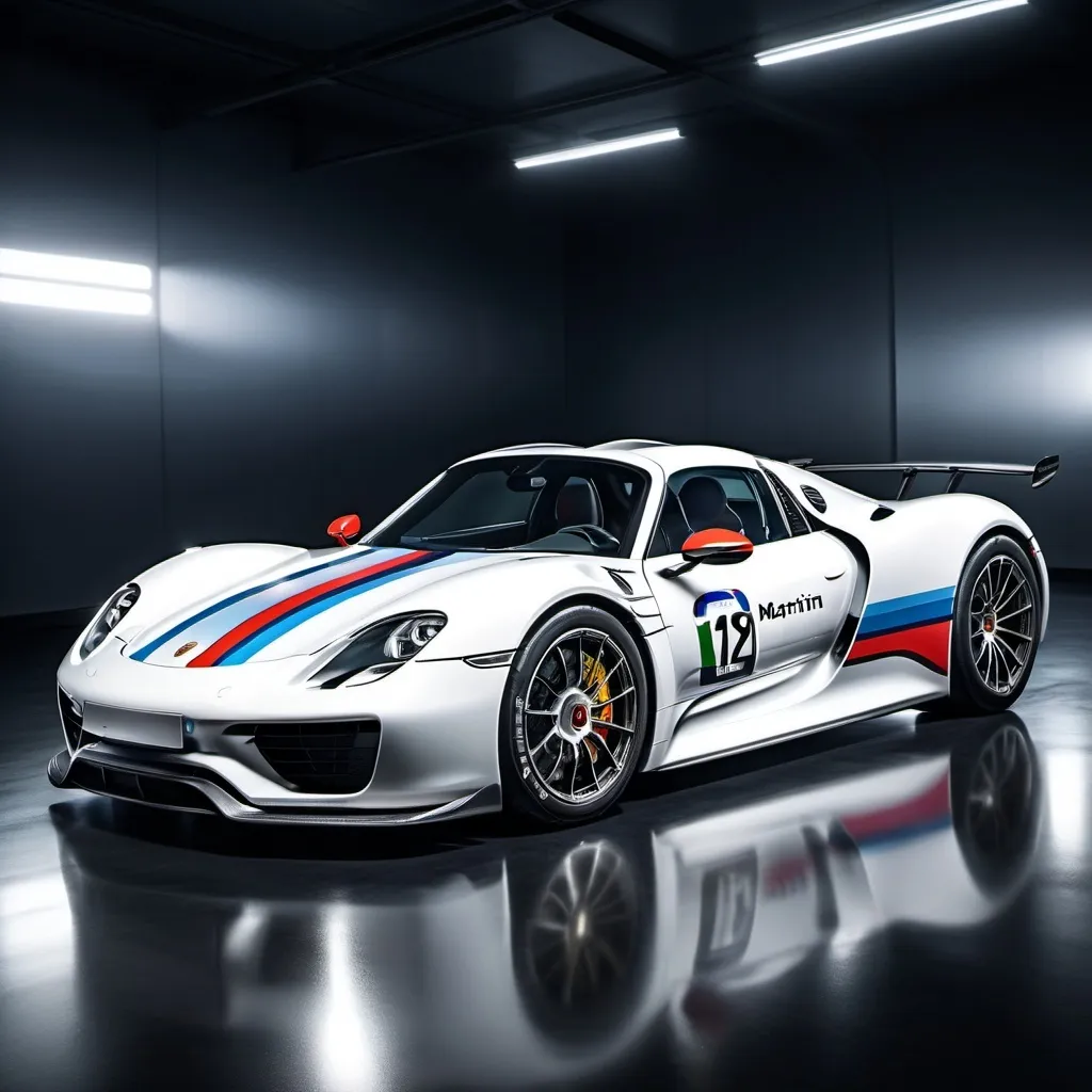 Prompt: Porsche 918 spider with a martini wrap



