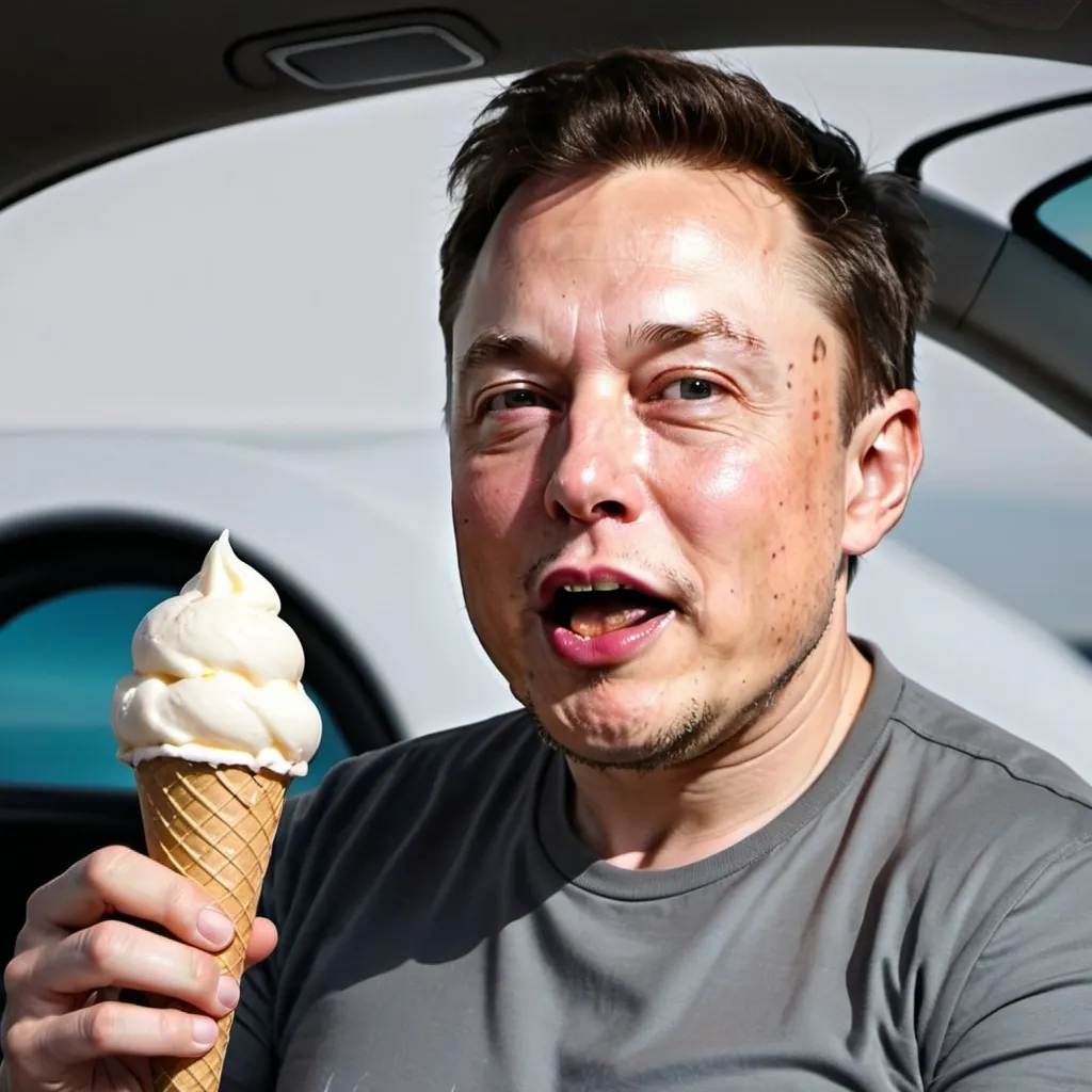 Prompt: Realistic Elon musk eating a ice cream
