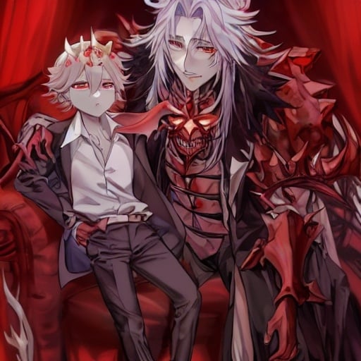 Prompt: A demon king and his heir