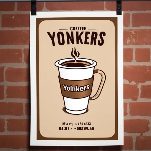 Prompt: a poster for a coffee shop called Yoinkers