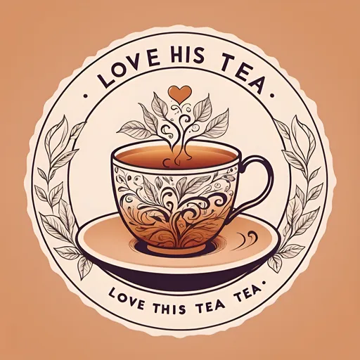 Prompt: my brand is call Love this Tea. Create an illustration logo that shows a cup of tea with lettering that states 'Love This Tea with a heart


