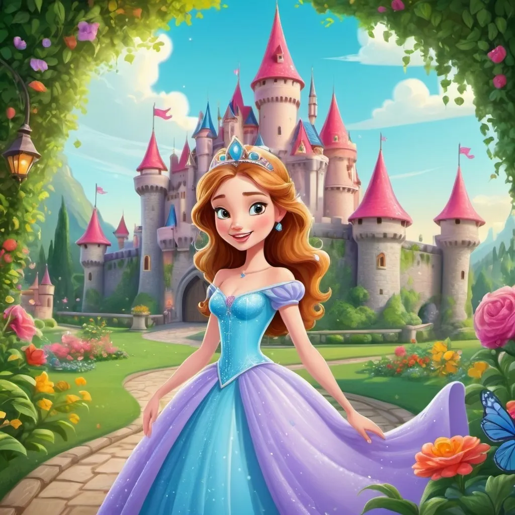 Prompt: create 2 separate cartoon images of a beautiful princess with 3 differences between these 2 images.
