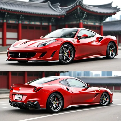 Prompt: red ferrari with korean style