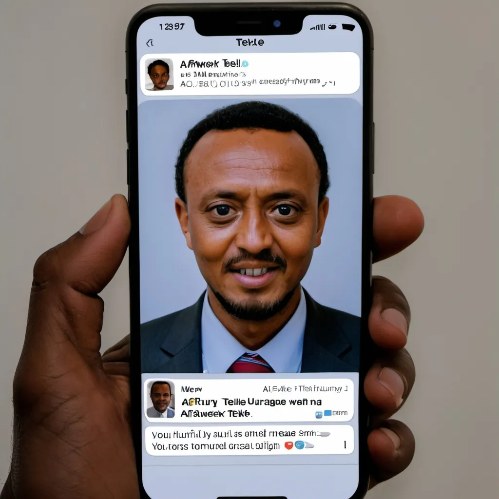 Prompt: a cell phone with a message on the screen and a picture of a man in a suit on the screen, Afewerk Tekle, hurufiyya, screenshot, a screenshot