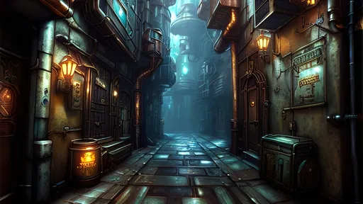 Prompt: futuristic  steampunk alleyway