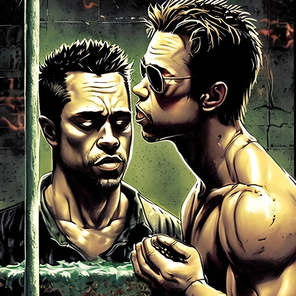 Prompt: tyler durden kissing a bar of soap