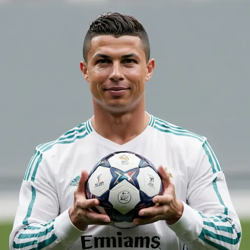 Prompt: Ronaldo holding a ball