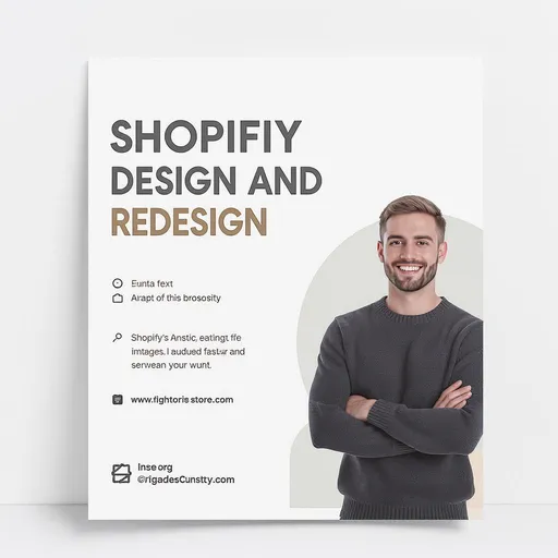 Prompt: I want you to help me to create a flyer for my fiverr gig.

You will write (SHOPIFY STORE DESIGN AND REDESIGN) and you will add a real image of professional young guy, plz let it be the size of thumbmail and don't include any text in the flyer except the above text in the bracket 