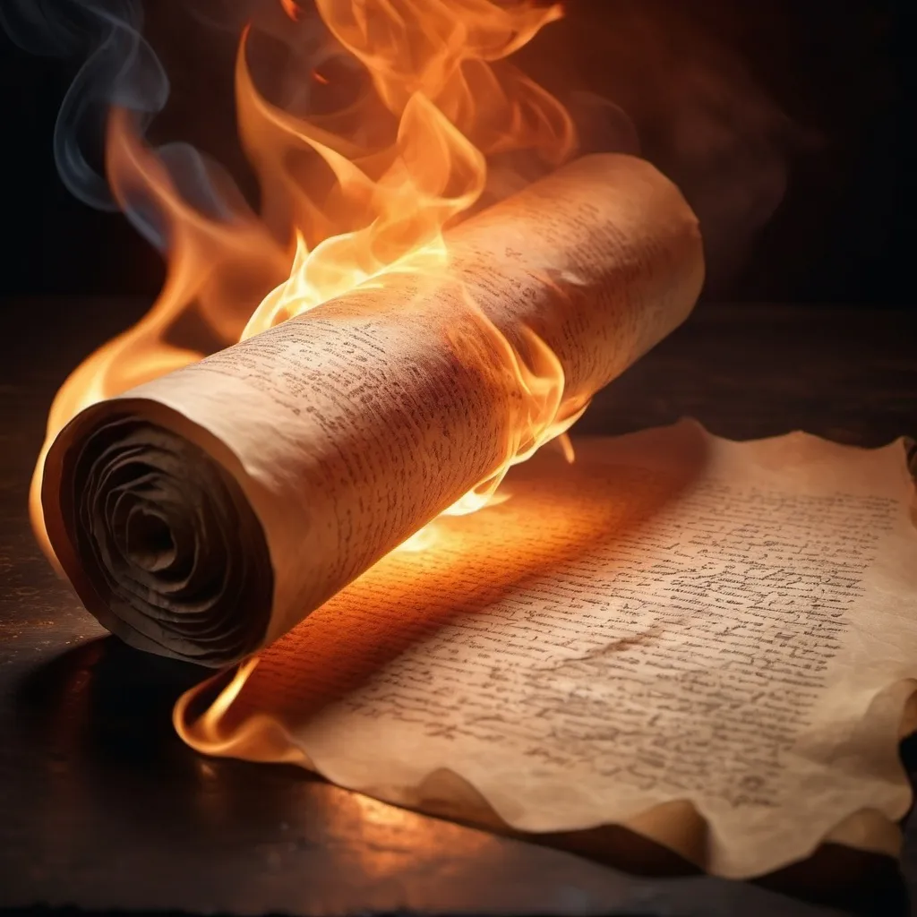 Prompt: burning scroll