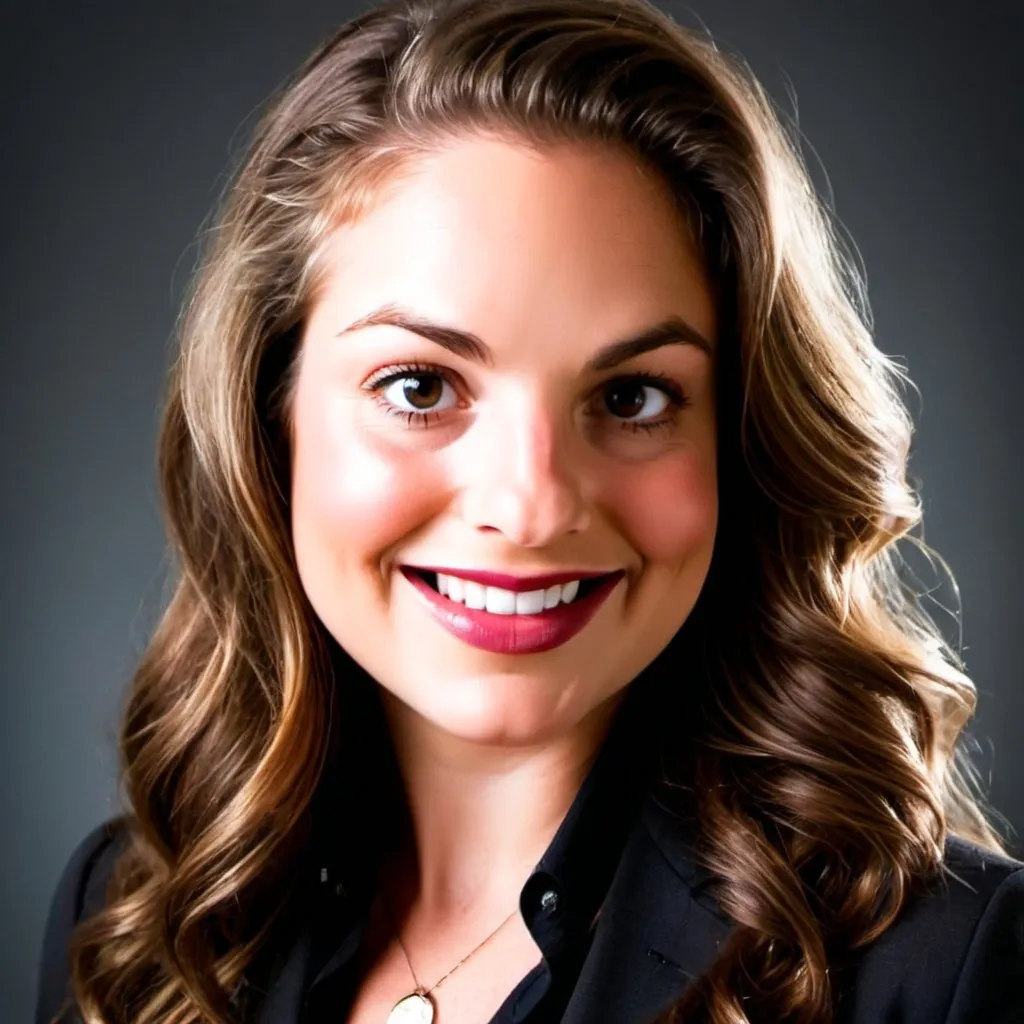 Prompt: beautiful woman with long brown hair wavy, business attire, professional headshot