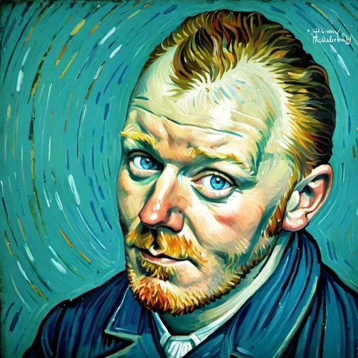 Prompt: van gogh portrait painting blue aqua
