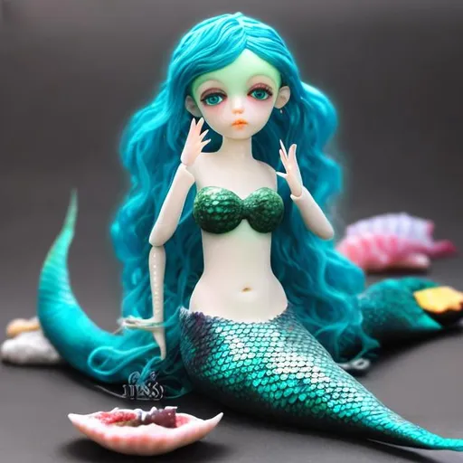 Prompt: bjd mermaid sushi