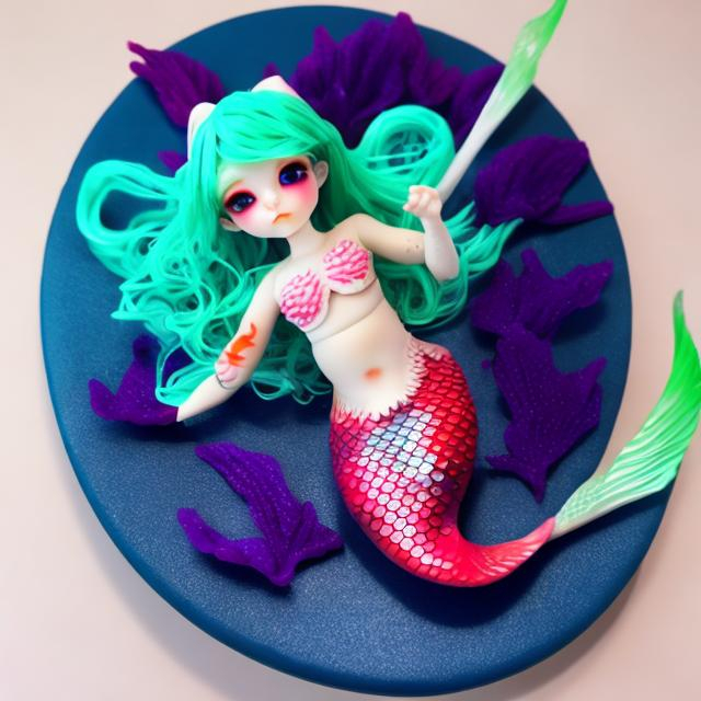 Prompt: bjd mermaid sushi