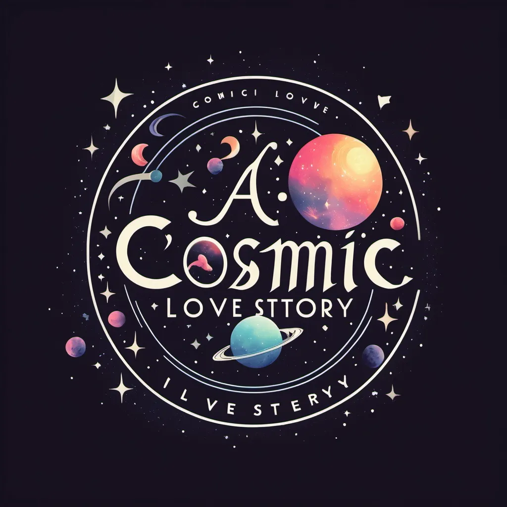 Prompt: A cosmic love story logo