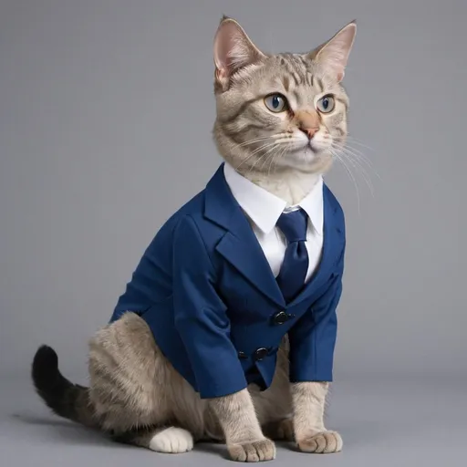 Prompt: cat elegant suit blue