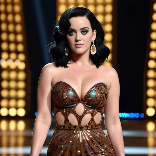 Prompt: Full color fractal clusters in voronoi foreground and amazing haven, Ultra realistic Katy Perry in a slim long and very detailed Dolce&Gabbana dress, with a eyes makeup,  messy brown balayage julia clusters julia trigonometric fractal Formula: (z² + c + (z² + c)) / (3z³ + c) hair, beautiful and perfect skin, perfect eyes and colour, sensual look, full body image, dim light, in Sanremo Festival HD 64k