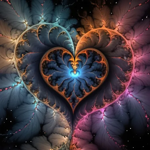 Prompt: Beautiful dreamy broken heart in nebulas in planets and black holes, mandelbrot fractal pattern, flowing and vibrant and psychedelic colors and quasars