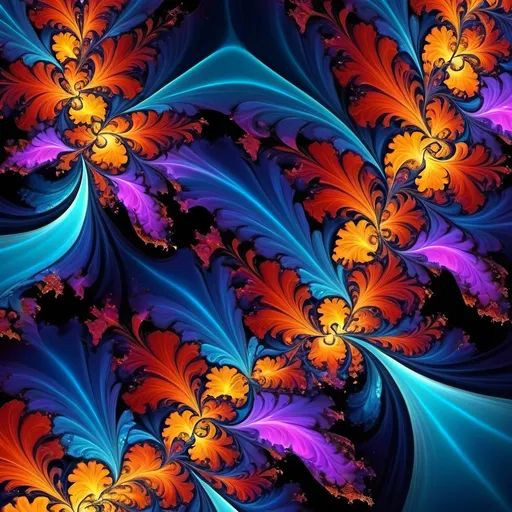 Prompt: Bright deep color julia fractal and waterfalls, vibrant colors, intricate and detailed petals, high quality, surreal, surrealism, ultra colorful, wild and chaotic, vibrant lighting