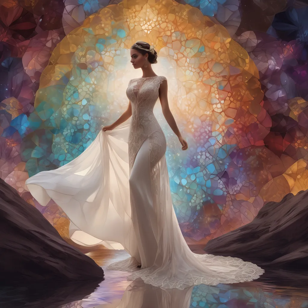 Prompt: {{{{highest quality concept art masterpiece}}}} digital drawing oil painting with {{visible textured brush strokes}}, full color fractal clusters in voronoi foreground and amazing haven, full body beautiful ottoman woman, voronoi fractal lorenz clusters transparent lacy dressed mature bride, long brown balayage julia clusters julia trigonometric fractal Formula: (z² + c + (z² + c)) / (3z³ + c) hair, wearing a long dark maroon lorenz clusters fractal Formula: (z² + c + (z² + c)) / (3z³ + c) dress, style of full body woman