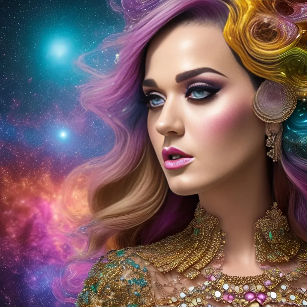 Prompt: Full color fractal clusters in voronoi foreground and amazing haven, Ultra realistic Katy Perry in a slim long and very detailed Dolce&Gabbana voronoi fractal lorenz clusters transparent lacy dress, with a eyes makeup,  messy brown balayage julia clusters julia trigonometric fractal Formula: (z² + c + (z² + c)) / (3z³ + c) hair, beautiful and perfect skin, perfect eyes and colour, sensual look, full body image, dim light, wearing a long dark maroon lorenz clusters fractal Formula: (z² + c + (z² + c)) / (3z³ + c) dress, style of full body woman in Sanremo Festival HD 64k