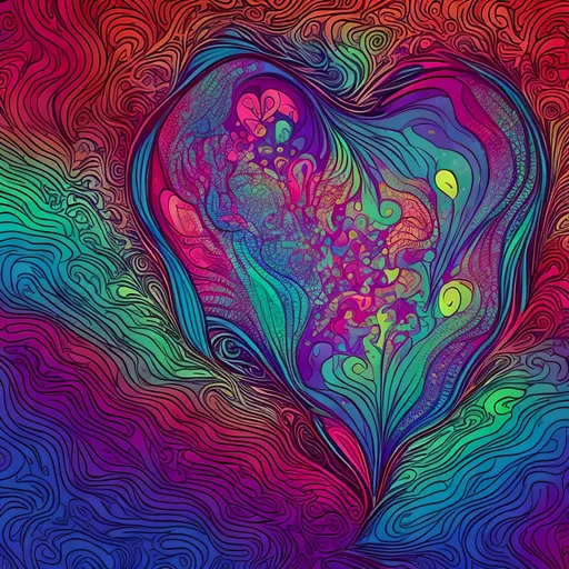 Prompt: Beautiful dreamy broken heart, psychedelic pattern, flowing and vibrant colors