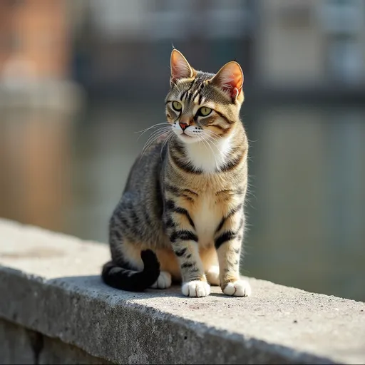 Prompt: Cat sitting on a wall 
