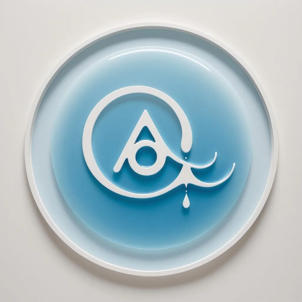 Prompt: Main Shape: A light blue circle or drop of water.
Text: "AQUATHERM" in white, placed in the center or below the main shape.
Details: A wave or flowing line integrated into the design to reinforce the idea of thermal water.